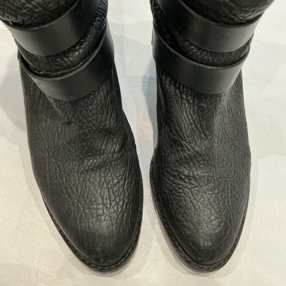 Loeffler Randall Vesper Leather Black Boots Shearling Lining  Size 8.5 - Picture 5 of 11